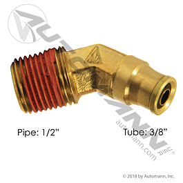 Brass PLC 45 Deg NS Elbow 3/8 X 1/2in