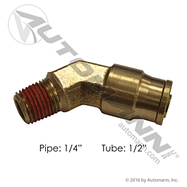 Brass PLC 45 Deg NS Elbow 1/2 X 1/4in