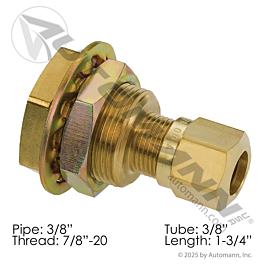 177.1466BH6C - Bulkhead Compression 3/8in x 3/8in NPT