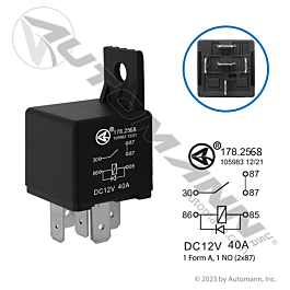 178.2568 - Relay Dual Output 5 Pin 12V 40A w/Diode