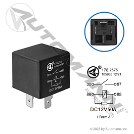 178.2575 - Relay ISO Mini - 4 Pin 12V 50A SPST Rstr