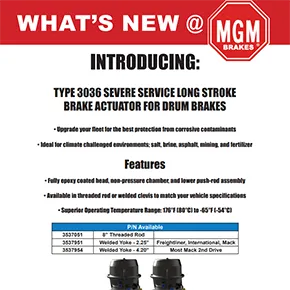 MGM Brakes | Type 3036 Severe Service Long Stroke Brake Actuators for Drum Brakes