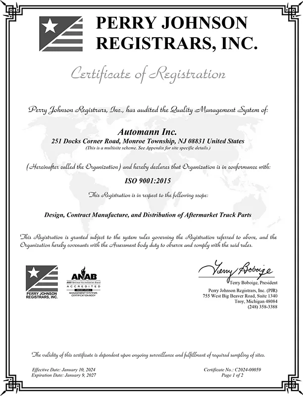 Automann ISO 9001:2015 Certificate - open in a new tab